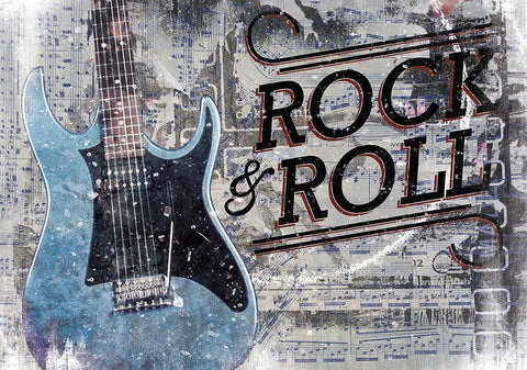 Rock And Roll Guitar White Modern Wood Framed Art Print with Double Matting by Cloverfield And Co.