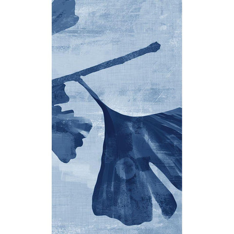 Ginkgo Branch in Blue III White Modern Wood Framed Art Print by Cloverfield And Co.