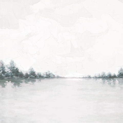 Calm Lake Black Modern Wood Framed Art Print with Double Matting by Cloverfield And Co.