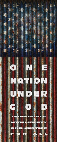 One Nation Under God White Modern Wood Framed Art Print with Double Matting by Jacobs, Cindy