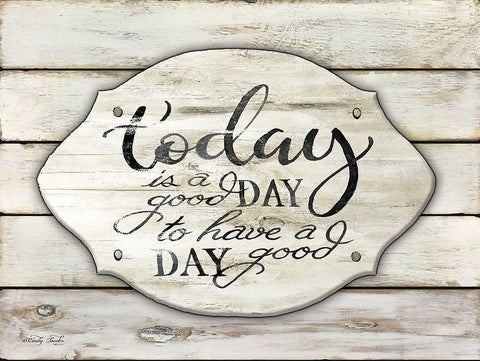 Today is a Good Day White Modern Wood Framed Art Print with Double Matting by Jacobs, Cindy