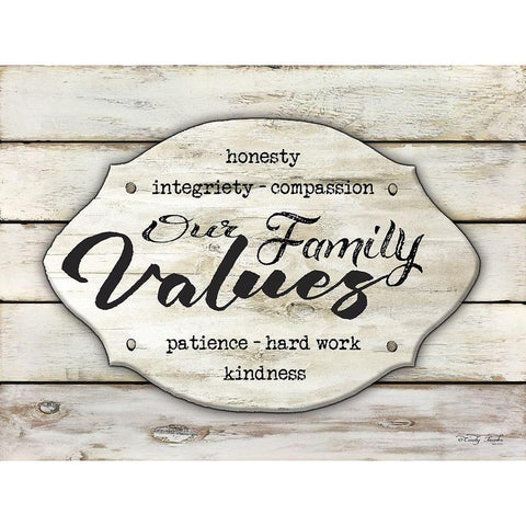 Our Family Values White Modern Wood Framed Art Print by Jacobs, Cindy