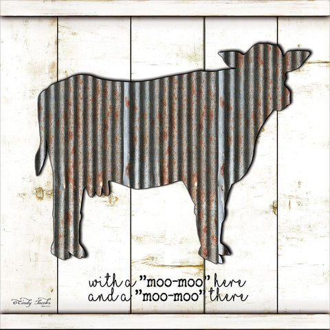 Metal Cow Black Ornate Wood Framed Art Print with Double Matting by Jacobs, Cindy