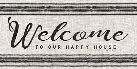 Welcome to Our Happy Place White Modern Wood Framed Art Print with Double Matting by Jacobs, Cindy