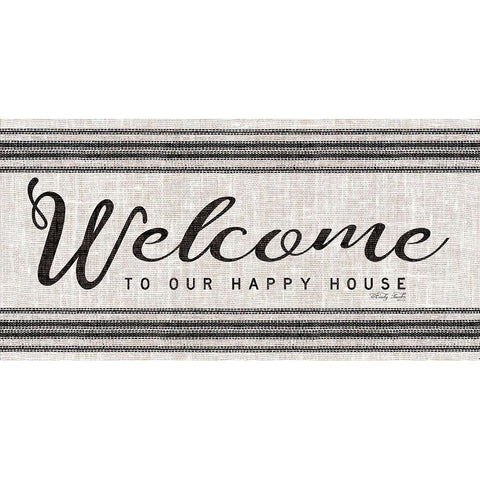 Welcome to Our Happy Place Gold Ornate Wood Framed Art Print with Double Matting by Jacobs, Cindy