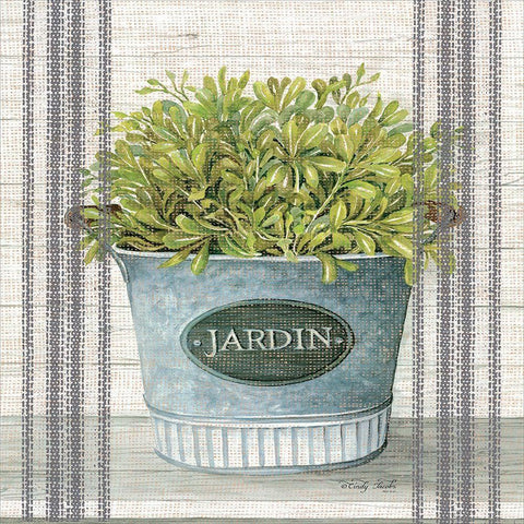 Galvanized Jardin Black Modern Wood Framed Art Print with Double Matting by Jacobs, Cindy