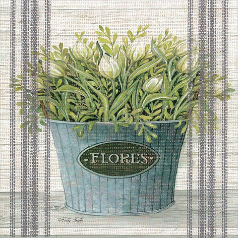 Galvanized Flores White Modern Wood Framed Art Print by Jacobs, Cindy