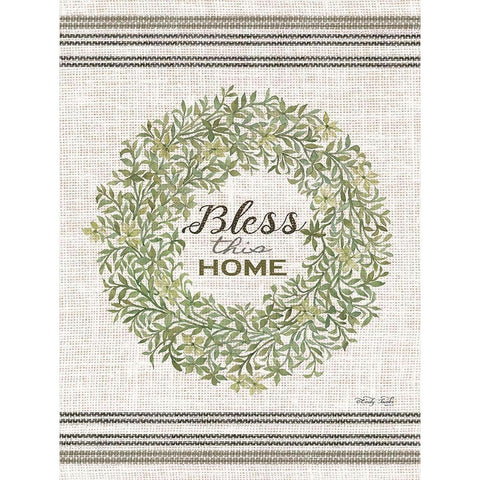 Bless This Home Wreath Gold Ornate Wood Framed Art Print with Double Matting by Jacobs, Cindy