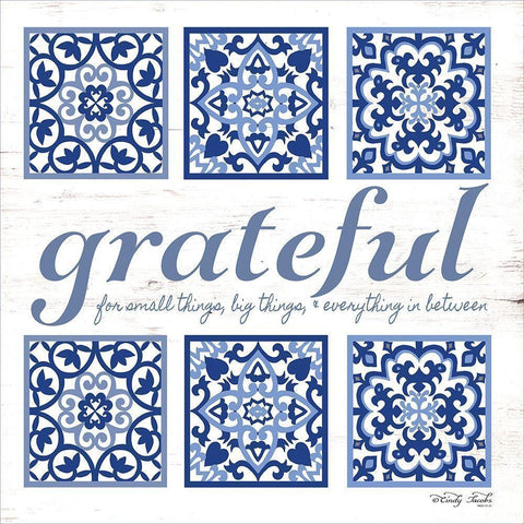 Grateful Tile White Modern Wood Framed Art Print by Jacobs, Cindy