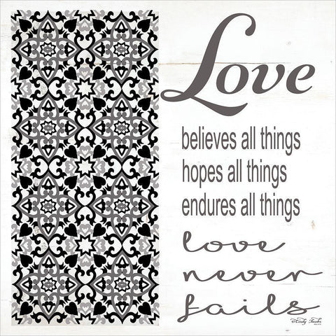 Love Never Fails White Modern Wood Framed Art Print by Jacobs, Cindy