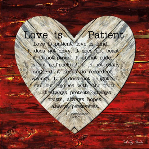 Love is Patient Black Ornate Wood Framed Art Print with Double Matting by Jacobs, Cindy