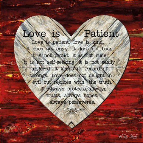 Love is Patient White Modern Wood Framed Art Print by Jacobs, Cindy