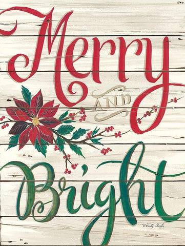 Merry and Bright Shiplap White Modern Wood Framed Art Print with Double Matting by Jacobs, Cindy