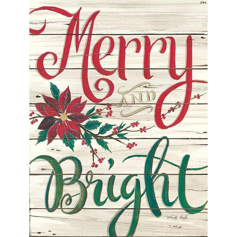 Merry and Bright Shiplap White Modern Wood Framed Art Print by Jacobs, Cindy