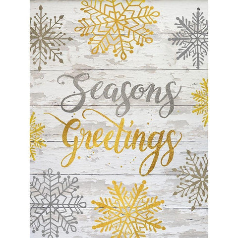 Seasons Greetings Snowflakes White Modern Wood Framed Art Print by Boyer, Susie