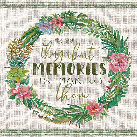 Making Memories Succulent Wreath Black Ornate Wood Framed Art Print with Double Matting by Jacobs, Cindy