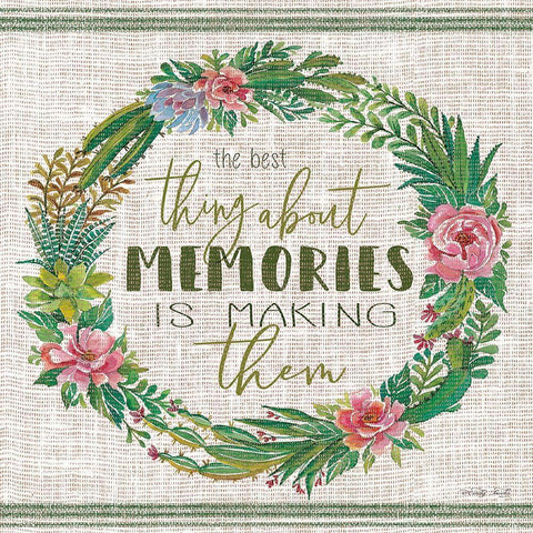 Making Memories Succulent Wreath White Modern Wood Framed Art Print by Jacobs, Cindy