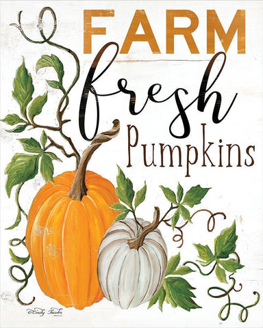 Farm Fresh Pumpkins White Modern Wood Framed Art Print with Double Matting by Jacobs, Cindy