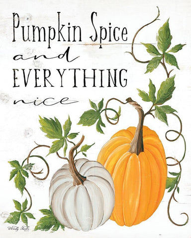 Pumpkin Spice and Everything Nice White Modern Wood Framed Art Print with Double Matting by Jacobs, Cindy