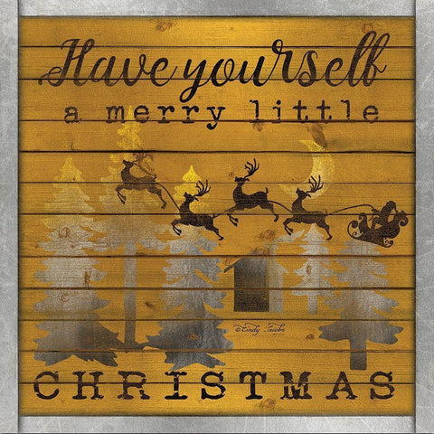 Have Yourself a Merry Little Christmas Black Ornate Wood Framed Art Print with Double Matting by Jacobs, Cindy