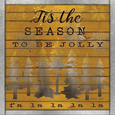 Tis the Season to be Jolly Black Modern Wood Framed Art Print with Double Matting by Jacobs, Cindy