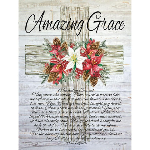 Amazing Grace Christmas Cross   White Modern Wood Framed Art Print by Jacobs, Cindy