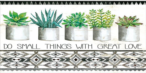 Do Small Things Succulents   Black Ornate Wood Framed Art Print with Double Matting by Jacobs, Cindy