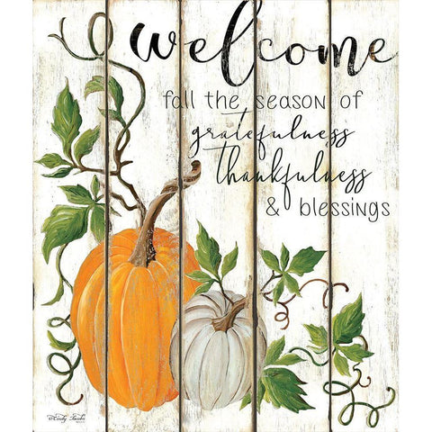 Welcome Fall  White Modern Wood Framed Art Print by Jacobs, Cindy