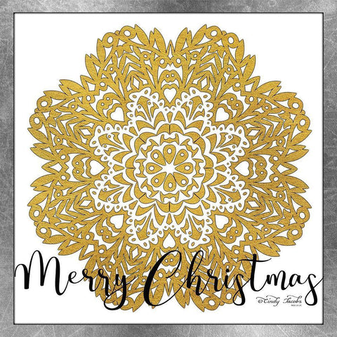 Merry Christmas Mandala   White Modern Wood Framed Art Print with Double Matting by Jacobs, Cindy