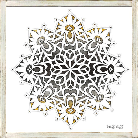 Mandala on White   Black Modern Wood Framed Art Print with Double Matting by Jacobs, Cindy