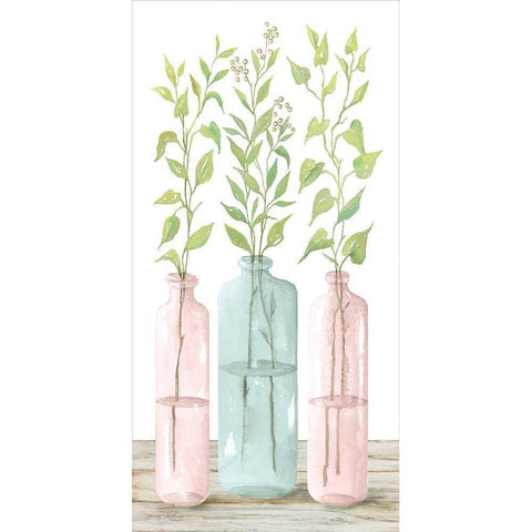 Pastel Leaves in Jars   Black Modern Wood Framed Art Print by Hallowell, Britt