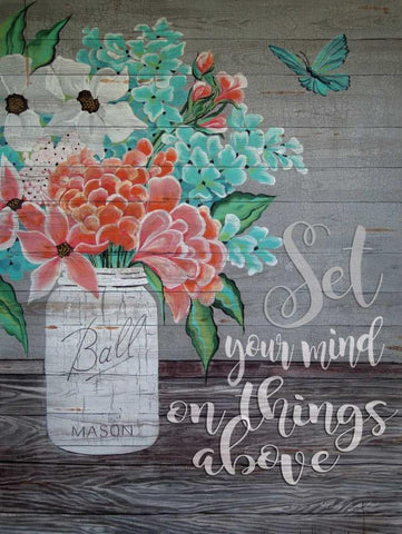 Set Your Mind on Things Above Black Ornate Wood Framed Art Print with Double Matting by Jacobs, Cindy