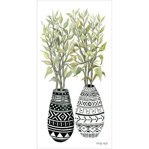 Mud Cloth Vase III    White Modern Wood Framed Art Print by Jacobs, Cindy