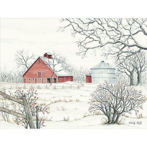 Winter Barn Black Modern Wood Framed Art Print with Double Matting by Jacobs, Cindy