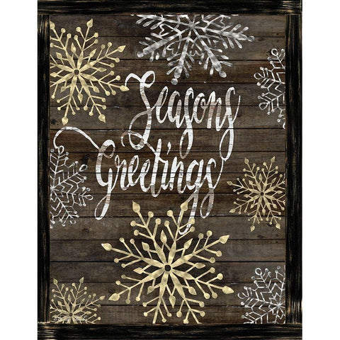 Snowflake Seasons Greetings  White Modern Wood Framed Art Print by Jacobs, Cindy