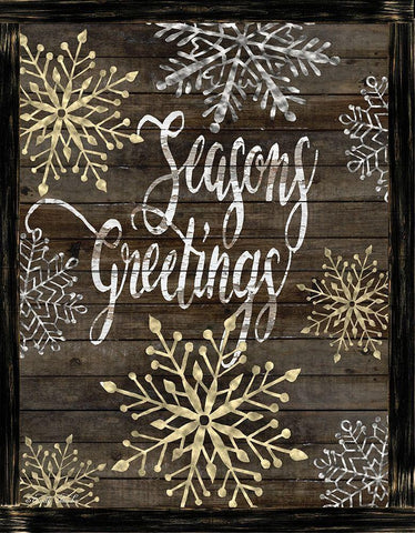 Snowflake Seasons Greetings  White Modern Wood Framed Art Print with Double Matting by Jacobs, Cindy