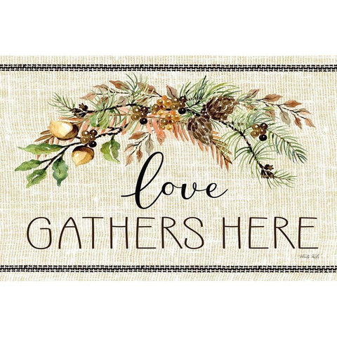 Love Gathers Here Gold Ornate Wood Framed Art Print with Double Matting by jacobs, Cindy