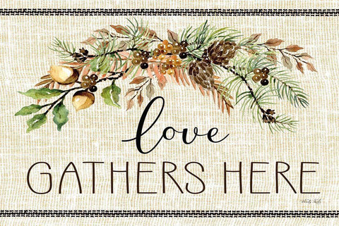 Love Gathers Here Black Ornate Wood Framed Art Print with Double Matting by jacobs, Cindy