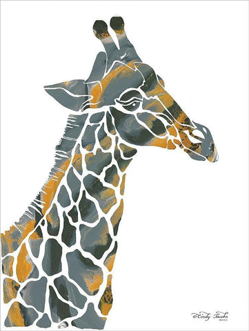 Bright Giraffe I White Modern Wood Framed Art Print with Double Matting by Jacobs, Cindy