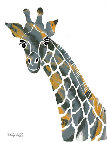 Bright Giraffe II White Modern Wood Framed Art Print with Double Matting by Jacobs, Cindy