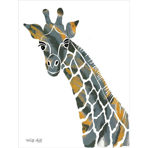 Bright Giraffe II White Modern Wood Framed Art Print by Jacobs, Cindy