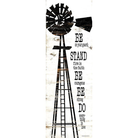 Windmill Be On Your Guard White Modern Wood Framed Art Print by Jacobs, Cindy