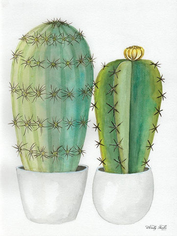 Cactus Love      White Modern Wood Framed Art Print with Double Matting by Jacobs, Cindy