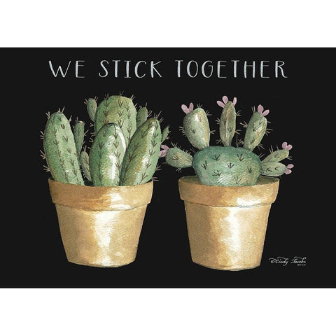 We Stick Together Cactus    Gold Ornate Wood Framed Art Print with Double Matting by Jacobs, Cindy