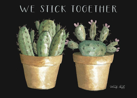 We Stick Together Cactus    White Modern Wood Framed Art Print with Double Matting by Jacobs, Cindy