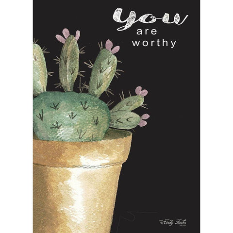 You Are Worthy Cactus     Gold Ornate Wood Framed Art Print with Double Matting by Jacobs, Cindy