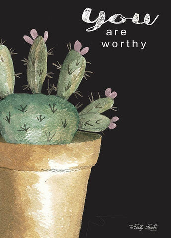 You Are Worthy Cactus     White Modern Wood Framed Art Print with Double Matting by Jacobs, Cindy