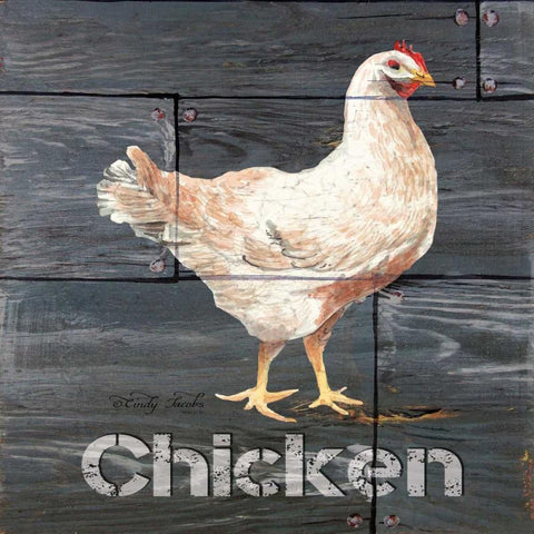 Chicken Black Modern Wood Framed Art Print with Double Matting by Jacobs, Cindy