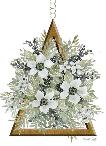 Geometric Triangle Muted Floral I Black Ornate Wood Framed Art Print with Double Matting by Jacobs, Cindy