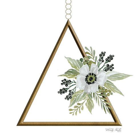 Geometric Triangle Muted Floral II White Modern Wood Framed Art Print with Double Matting by Jacobs, Cindy